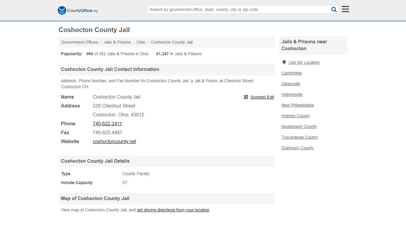 Coshocton County Jail - Coshocton, OH (Address, Phone, and ...